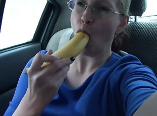 Fucking Pussy Hardly With Banana In The Car / Public