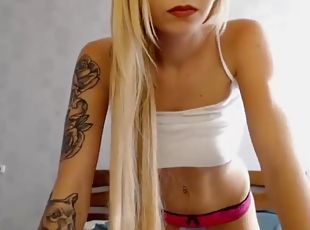 Skinny Big Boobs Blonde Babe Masturbating Show On Cam