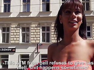 Amazingly tanned European teen is willing to fuck for money