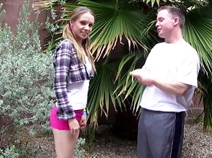 Pigtailed young girl gets to seduce an older guy