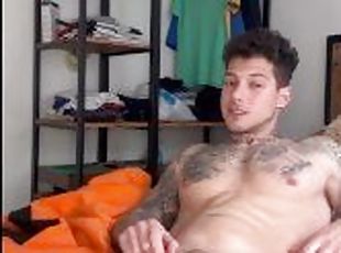 BoyGym Tattoed Hunk Talking Dirty With My Fat Cock