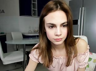 Innocent teen chatting in solo webcam show