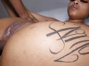 anal, negra-ebony, hardcore, pareja, tatuaje