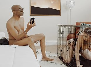 Shemale model Ivory spreads her legs to be fucked by a black man