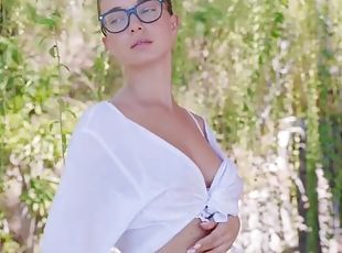 óculos, babes, natural, sozinho, erotico
