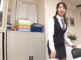 Sexy Japanese coworker Shirasaki Yuzu gets fucked good in doggy