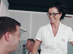 okulary, pielęgniarka, mamuśki, uniform