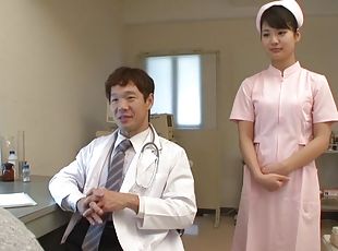 pielęgniarka, japońskie, para, uniform, kutas