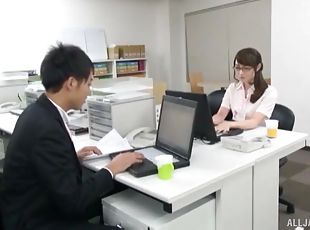gafas, oficina, secretaria, japonés, pareja, follando-fucking, impresionante