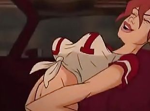 Animated redhead girl accidentally fell on a friend's stiff dick