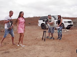 Backstage with Mea Melone at the filming of an outdoor anal scene