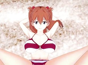 Asuka Gives You a Footjob At The Beach! Evangelion Feet POV