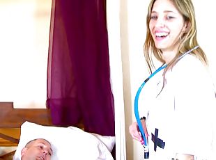Horny doctor Saida Sinner plays with her patient's cock