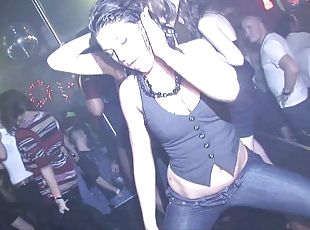 Compassionate amateur babes with small tits dancing lovely in the club party
