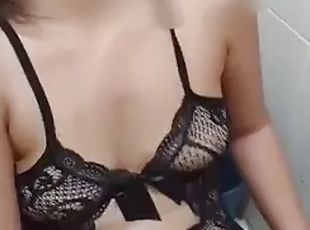 Indonesian teen in lingerie fucked in changing room on the beach part 2