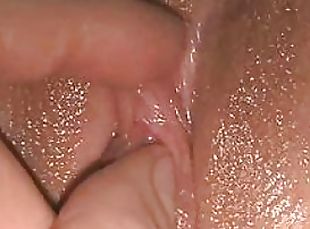 Close Up Shot Of an Amateur Brunette's Shaved Pussy Being Pumped