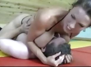 Big tits wrestling