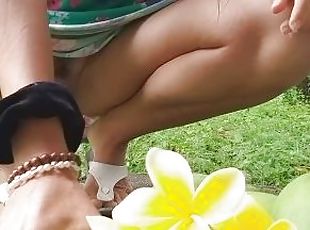 Without Panties in Public # Flashing among people in Bungalow Area