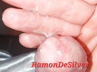 Master Ramon jerks off in hot sexy silver shorts, suck his cock!
