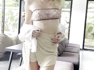 elegant and horny in my casual day wear, cum find me on OF so we can play