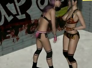 Two kickboxer chicks enjoying lesbian games at gym