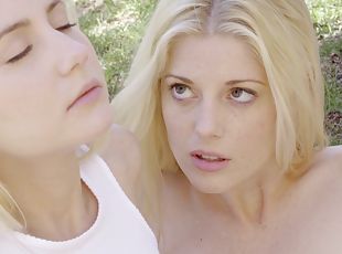 Smoking hot Odette Delacroix has fun with Charlotte Stokely outdoors
