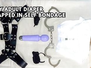 Gay adult diaper trapped in self bondage