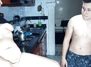 I masturbate in the kitchen while my stepbrother is in the living room. Part 2. He comes in and sucks my pussy
