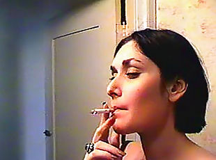 सुंदर-pretty, बुत, एकल, धूम्रपान, श्यामला