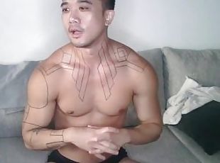 asiatique, gay, branlette, webcam, solo