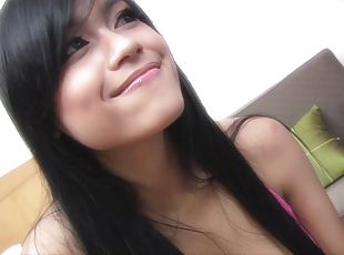 Asian cutie loves choking on a man's pulsating dick