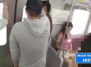 Asian milf gets gangbanged on the train japanese jav