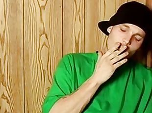 Straight bad boy Viper smokes cigars while masturbating solo