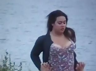 Chubby 20 year old fucking on the lake