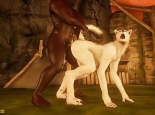 White she-wolf moans again from hunter's big black cock Wild Life