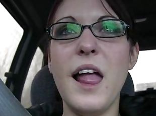 Sexy girlfriend shows her pussy in the car