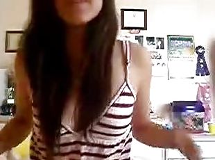Pretty Brunette Teen Showing Her Round Natural Tits in Webcam Show