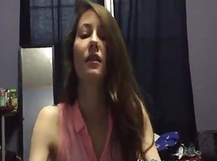 Gorgeous girlfriend sucking a cock, trying to deepthroat it