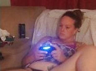 Filming Up The Sluts Dress and Seeing What Kind Of Panties She Is Wearing While She Plays Video Game