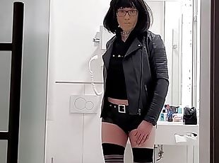 transsexual, amador, maduro, mulher-madura, alemão, câmara, vigia, puta-slut, meias, europeia
