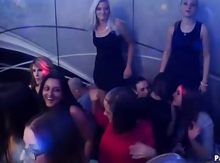 Hot babes going crazy over the muscular guys in the nightclub