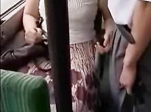 Japanese girl playing naughty on the bus