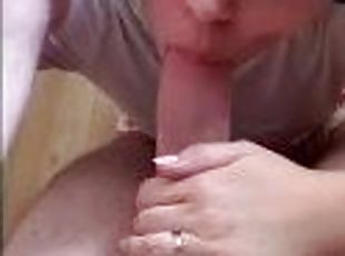 Horny slut sucks the cum out of my cock like a free bitch