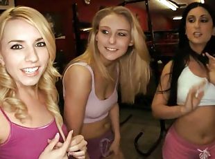 A few drunk teens have hot group sex at the boxing ring