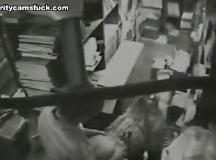 Hardcore sex in the print house office under the security camera