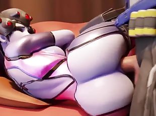 Widowmaker from Overwatch and other game heroes enjoy deep pussy drilling
