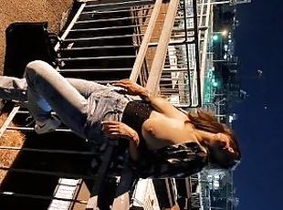 Real public fuck on railway crossing, slutty girl was fucked and got cum in mouth