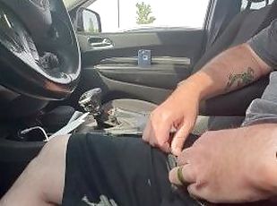 Masturbating in busy parking lot with woman in car next to me