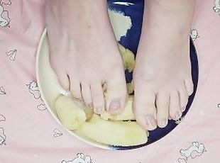 amador, pés, fetiche, sozinho, minúsculo, banana, dedos-do-pé