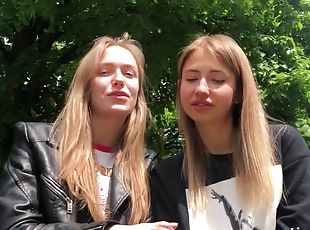Sexy Couple Take Turns Heating Each Other Up - Blonde lesbians Hd interview outdoors